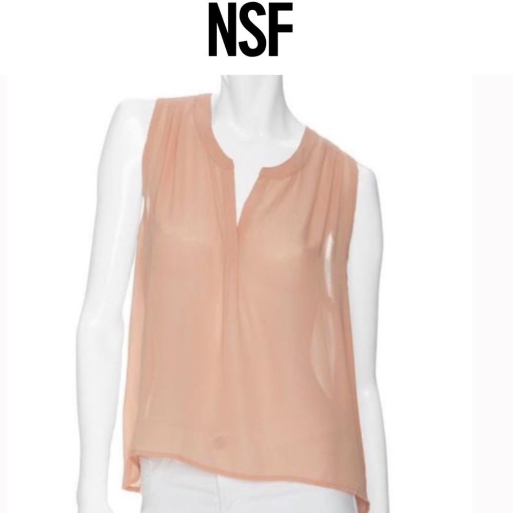 NSF Sleeveless Soft Peach 100% Silk Blouse- S